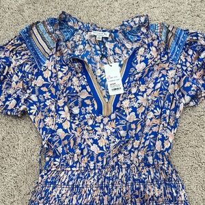 Floral Blue and Tan Dress